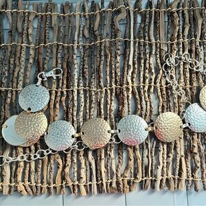 Gold and Silver Hammered Disc adjustable belt 38” long